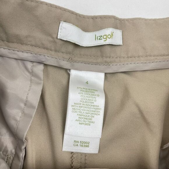 Liz Golf Khaki Flat Front Shorts Sz 4 Polyester Coolmax 28" Waist Activewear - Picture 3 of 4